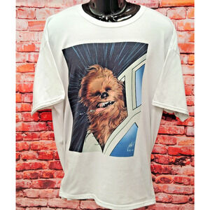 JERZEES Shirt Mens 3XL White Star Wars White Casual Short Sleeve Chewbacca Tee
